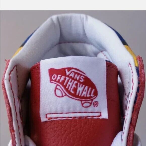 Vans Sk8-Hi Racer Leather and Canvas Sneaker in Awesome Red / True Blue - Picture 8 of 12